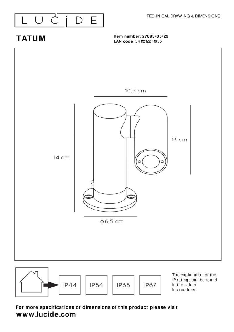 Lucide TATUM - Záhradné bodové svietidlo Outdoor - LED - 1x4,5W 3000K - IP65 - Antracit